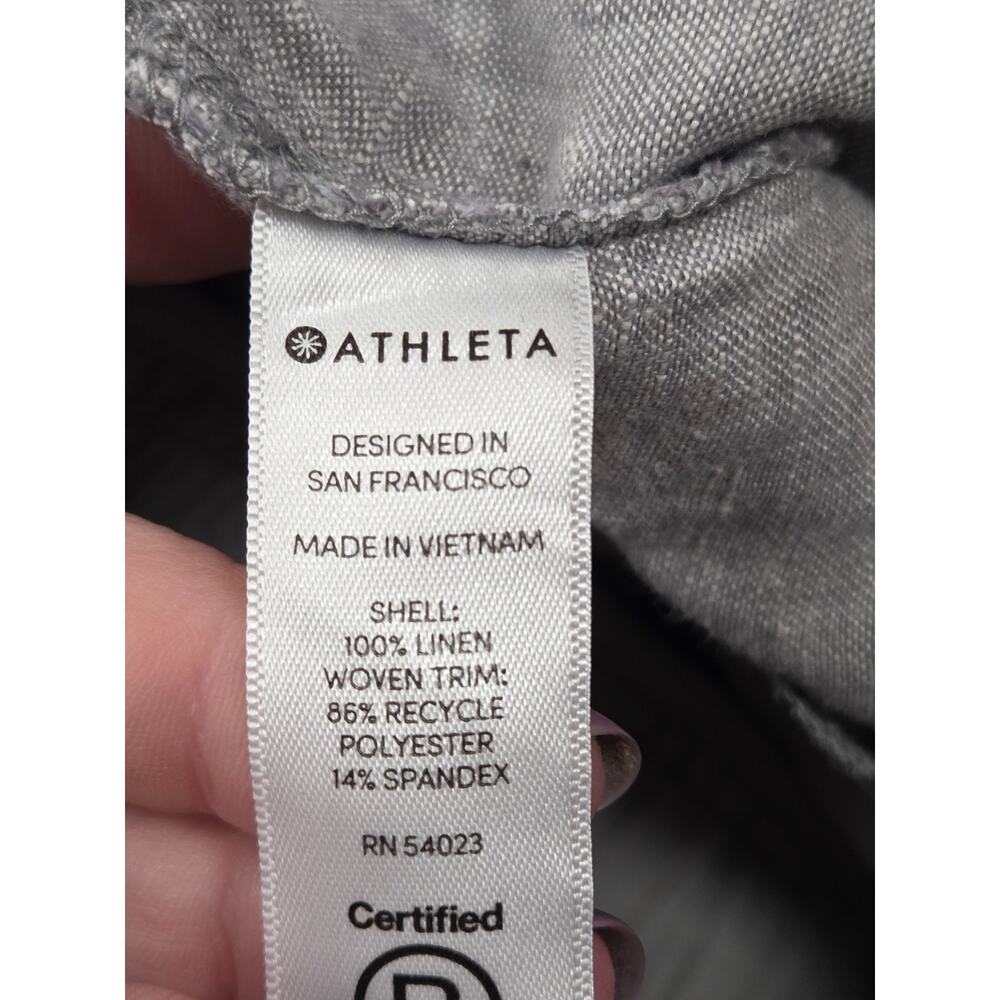 ATHLETA Cabo Linen 4" Shorts Pull On with Drawstring #405722 Gray 6 - Picture 3 of 4